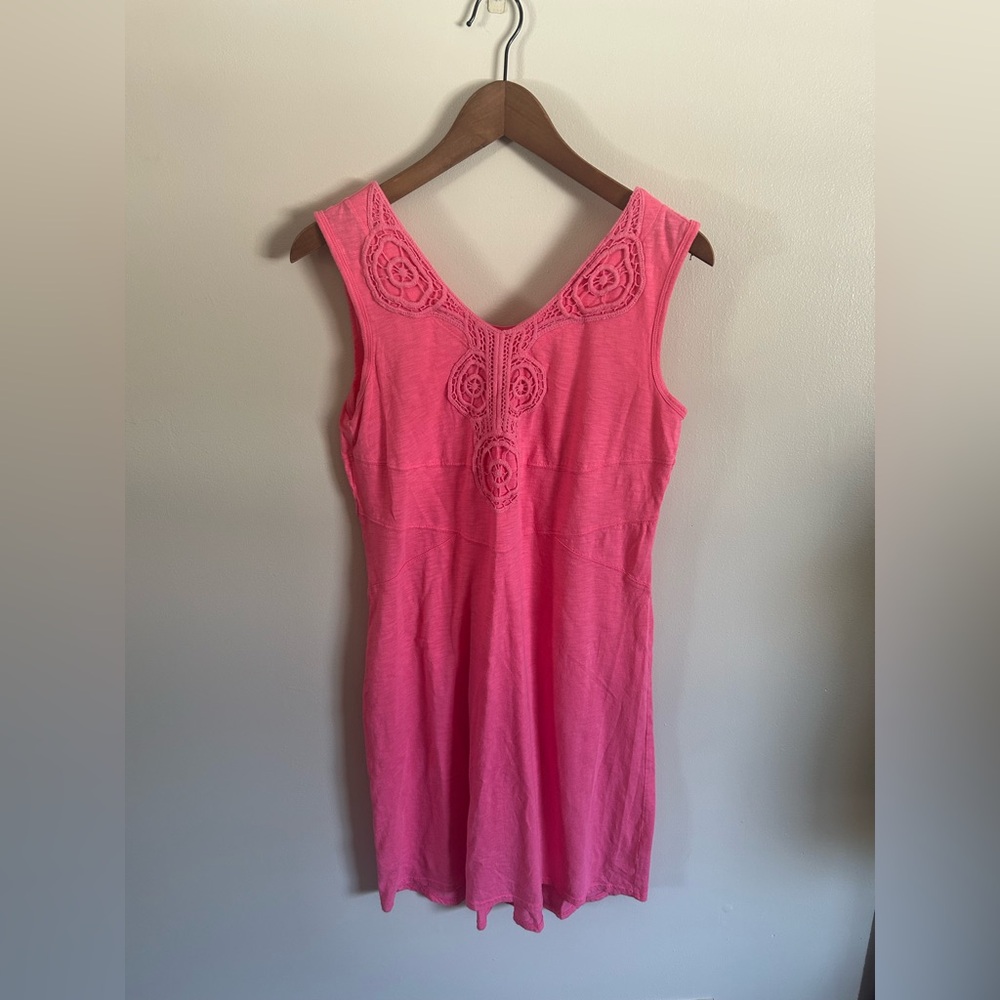Athleta | Hot Pink Crochet Lace Detail Dress